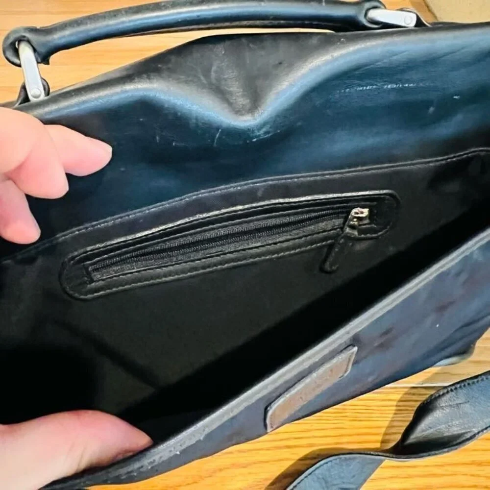 Vintage Coach Briefcase Messenger Laptop Bag Nylon & Leather Black USA